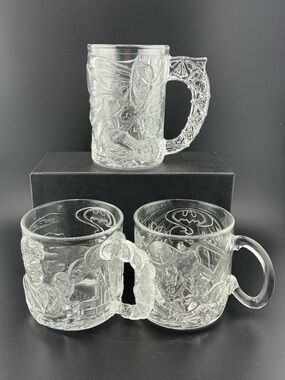 McDonald's Batman Clear Glass Decorative Mugs - Transparent Set of 3